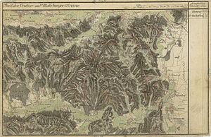 Wettmannstätten und seine südliche Umgebung: Gleinz, Sausal in der Josephinischen Landesaufnahme, ca. 1790