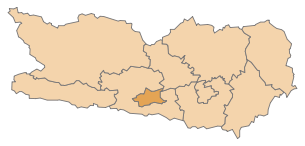 Lage des Bezirks Villach im Bundesland Kärnten (anklickbare Karte)