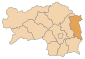 Lage des Bezirkes Hartberg-Fürstenfeld innerhalb der Steiermark