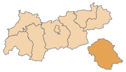 Lage des Bezirks Lienz im Bundesland Tirol (anklickbare Karte)