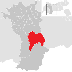 Lage der Gemeinde Längenfeld im Bezirk Imst (anklickbare Karte)