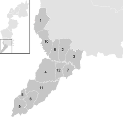 Lage der Gemeinde Bezirk Jennersdorf im Bezirk Jennersdorf (anklickbare Karte)