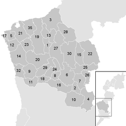 Lage der Gemeinde Bezirk Oberwart im Bezirk Oberwart (anklickbare Karte)