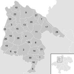 Lage der Gemeinde Bezirk Schärding im Bezirk Schärding (anklickbare Karte)