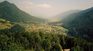 Das Mölltal bei Kolbnitz, gesehen vom Danielsberg Richtung Südosten