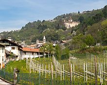 Südansicht von Montan mit Schloss Enn