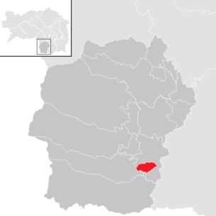Lage der Gemeinde Pölfing-Brunn im Bezirk Deutschlandsberg (anklickbare Karte)