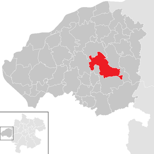 Lage der Gemeinde Schalchen (Oberösterreich) im Bezirk Braunau am Inn (anklickbare Karte)