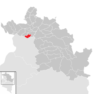 Lage der Gemeinde Schwarzach (Vorarlberg) im Bezirk Bregenz (anklickbare Karte)