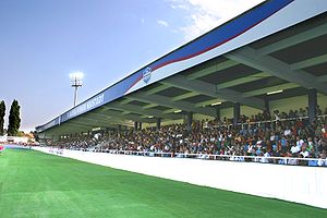 Das Wiener Neustädter Stadion nach den Umbauten 2008 zur „Magna Arena“