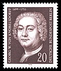 Briefmarke mit einer Abbildung von Georg Wenzeslaus von Knobelsdorff
