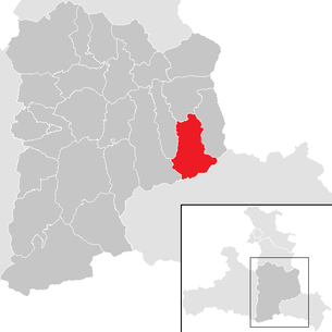 Lage der Gemeinde Untertauern im Bezirk St. Johann im Pongau (anklickbare Karte)