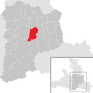 Lage der Gemeinde Wagrain (Pongau) im Bezirk St. Johann im Pongau (anklickbare Karte)