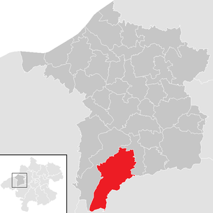 Lage der Gemeinde Waldzell im Bezirk Ried im Innkreis (anklickbare Karte)
