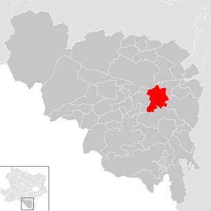 Lage der Gemeinde Wartmannstetten im Bezirk Neunkirchen (anklickbare Karte)