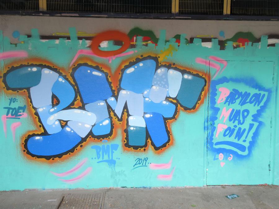 Graffito 'Babylon muas foin!' - Franz Josefs-Kai - Donaukanalradweg, 1010 Wien