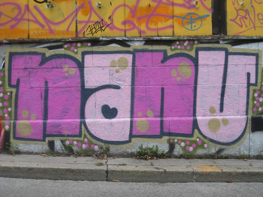 Graffito 'nanu' - Franz Josefs-Kai - Donaukanalradweg, 1010 Wien