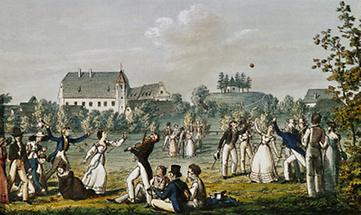 Die Schubertianer beim Ballspiel in Atzenbrugg