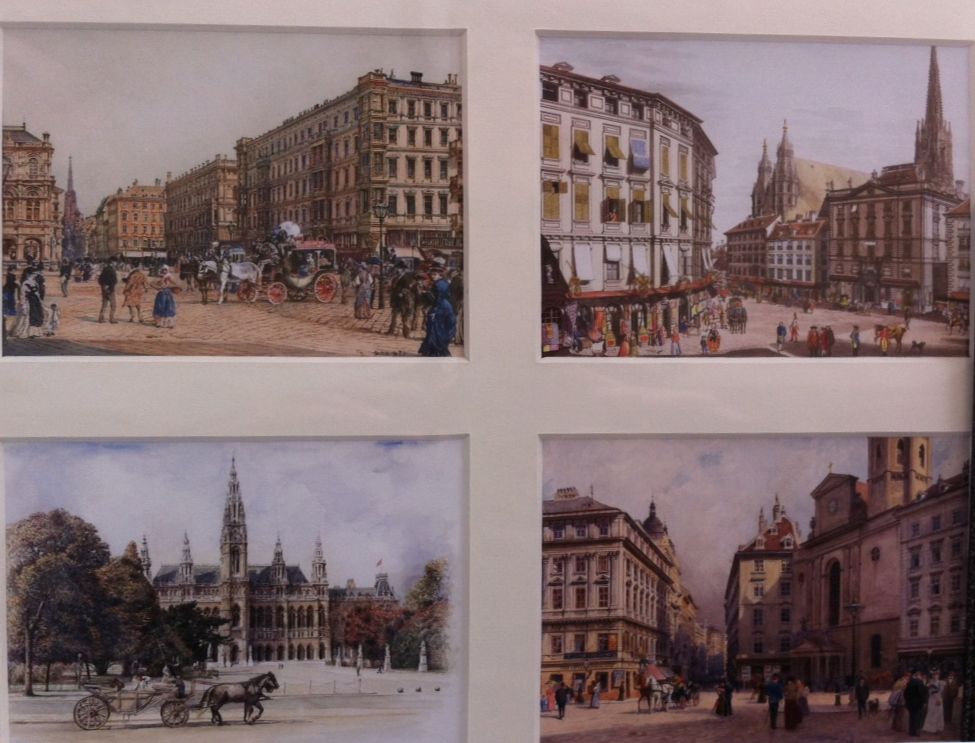 Vier Wiener Motive. Das Rathaus (links unten) von H. Karner, die drei anderen von Rudolf von Alt, also ein Karner Bild in sehr illustrer Gesellschaft!