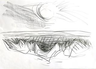 Sonne und Meer, Graphit auf Papier 85cm x 60cm, 2016