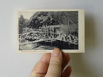 Der Beginn der Feistritzwerke: Postkarte aus dem Jahr 1905, als das Kraftwerk gebaut wurde.