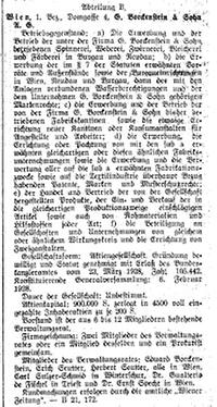 1928er Borckenstein-Notiz aus der Wiener zeitung ( Zum Vergrößern HIER anklicken! )