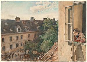 Blick auf die Alservorstadt, 1872; Albertina, Wien - Wer mag wohl die Fensterguckerin rechts sein? - Foto: Wikimedia Commons - Gemeinfrei