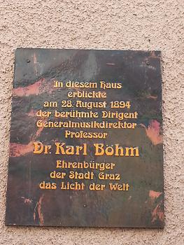 Gedenktafel aus Kupfer an Böhms Geburtshaus