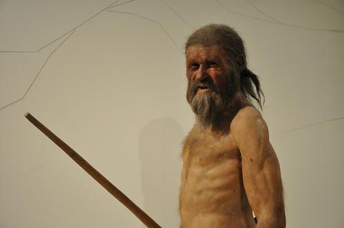 Museale Rekonstruktion, wie der Ötzi ausgesehen haben könnte.