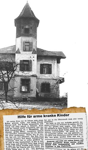Die Blumauer Villa in Kleinsöding und Ausschnitt des Leserbriefs