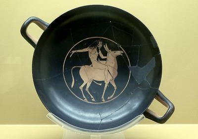 Ein Satyr auf einem ähnlich erregten Esel: Stoa des Attalos, Athen.
