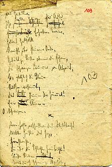 Handschrift. Mehrfach überarbeitet Trakl seine Gedichte. Im Bild: G 103, © Sammlung Maria Geipel-Trakl, Salzburg-Museum.