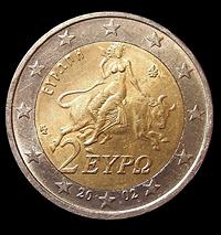 Europa auf der griechischen 2-Euro-Münze.