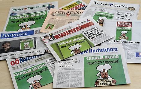 Österreichische Zeitungen mit 'Charlie Hebdo'-Nachdrucken