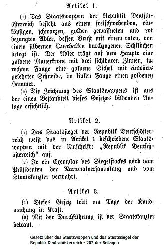 Wappengesetz 1918 (mit Klick vergrößern!)