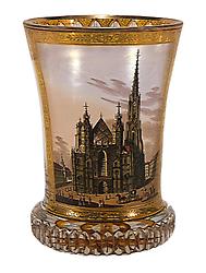 Biedermeier: Glas mit dem Wiener Stephansdom