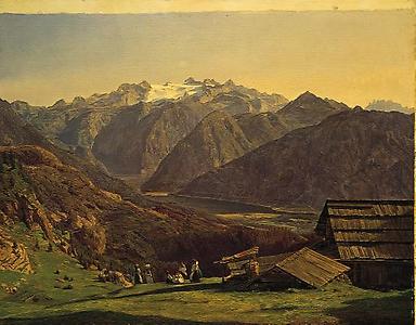 Ferdinand Georg Waldmüller: Ansicht des Dachsteins mit dem Hallstätter See von der Hütteneckalpe bei Ischl