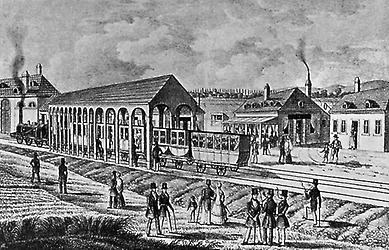 Eröffnung der Eisenbahnstrecke Wien-Deutsch-Wagram am 6. Jänner 1838. Zeitgen. Lithographie., © Ch. Brandstätter Verlag, Wien, für AEIOU
