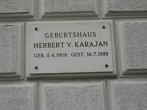 Herbert von Karajan-Gedenktafel Salzburg - Josef Friedrich Hummel-Straße