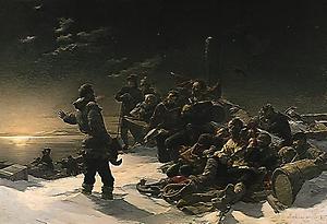 Nordpolexpedition: Nie Zurück. Gemälde von J. Payer, 1892 (Heeresgeschichtliches Museum, Wien)., © Copyright Heeresgeschichtliches Museum, Wien, für AEIOU.