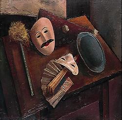 Sergius Pauser, Stillleben mit Maske. Gemälde, 1929, © Ch. Brandstätter Verlag, Wien, für AEIOU