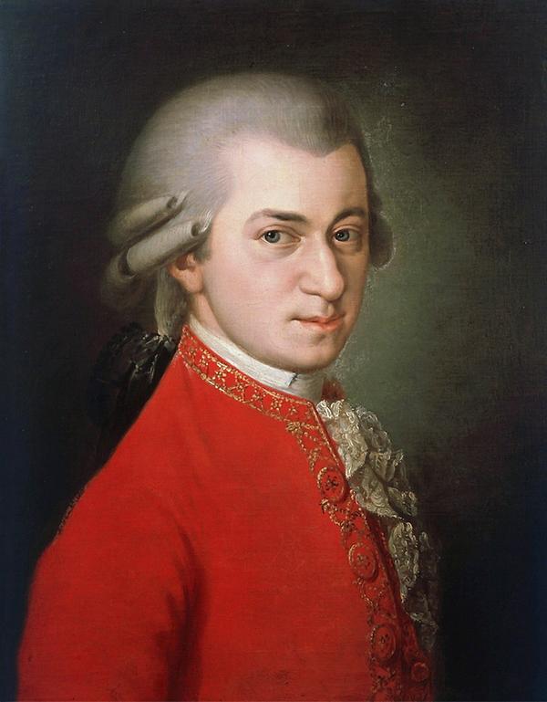 Mozart-Porträt, in Anlehnung an das Familiengemälde von 1780/81 postum gemalt von Barbara Krafft (1764–1825) im Jahr 1819