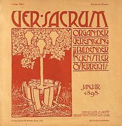 Ver Sacrum: Umschlag der ersten Ausgabe. Entwurf von A. Roller, 1898, © Ch. Brandstätter Verlag, Wien, für AEIOU