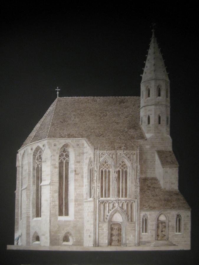Illustrationsgemälde der Maria Magdalena-Kapelle oberhalb der Virgilkapelle von Bernhard Münzenmayer-Stipanits