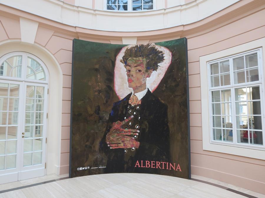 Entrée mit Egon Schiele-Selbstportrait