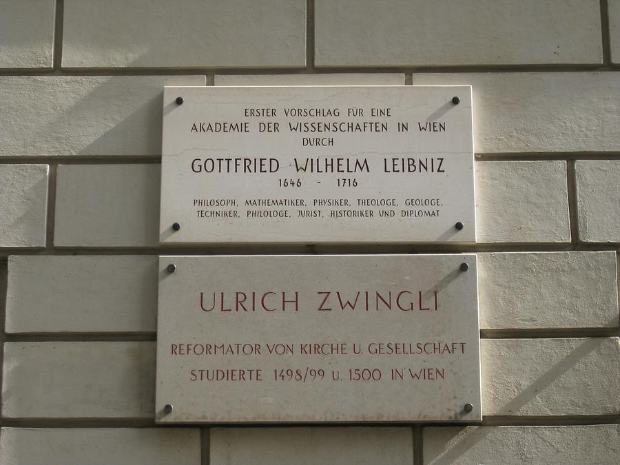 Gottfried Wilhelm Leibniz- und Ulrich Zwingli Gedenktafeln