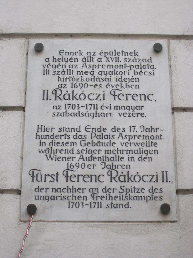 Fürst Ferenc Rakoczi II Gedenktafel