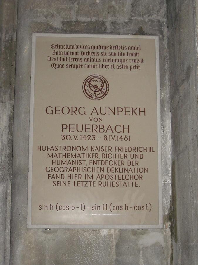 Georg Aunpekh von Peuerbach Gedenktafel