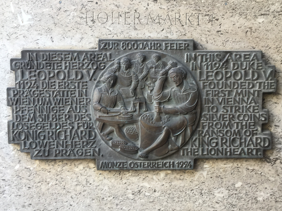 Erinnerungstafel an die erste Wiener Münzprägestätte