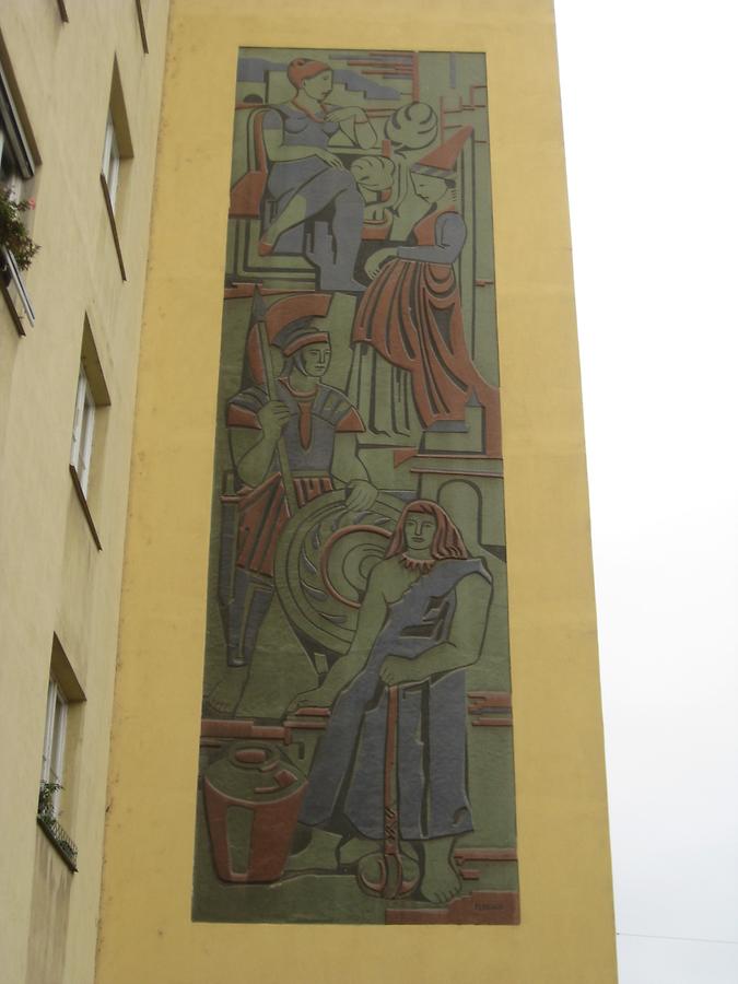 Wandsgraffito 'Vier Zeitepochen' von Maximilian Florian 1952